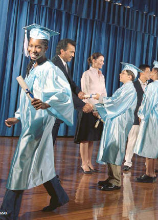 Students receiving diplomas.